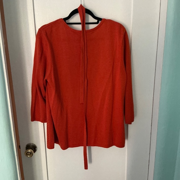 Burnt OrangeButton-Front 3/4 Sleeve Cardigan Sweater with Tie Belt, Size XL - Picture 4 of 4